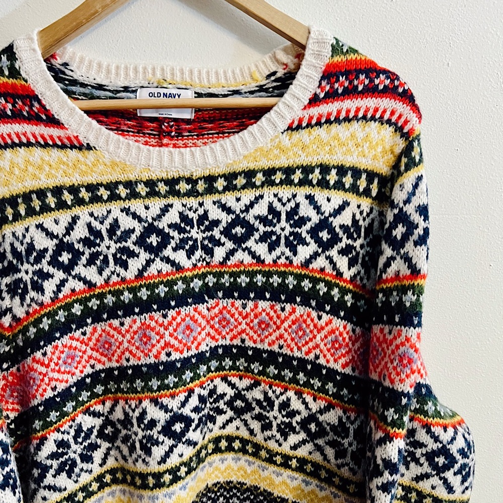 Old Navy Multicolor Fair Isle Crewneck Sweater